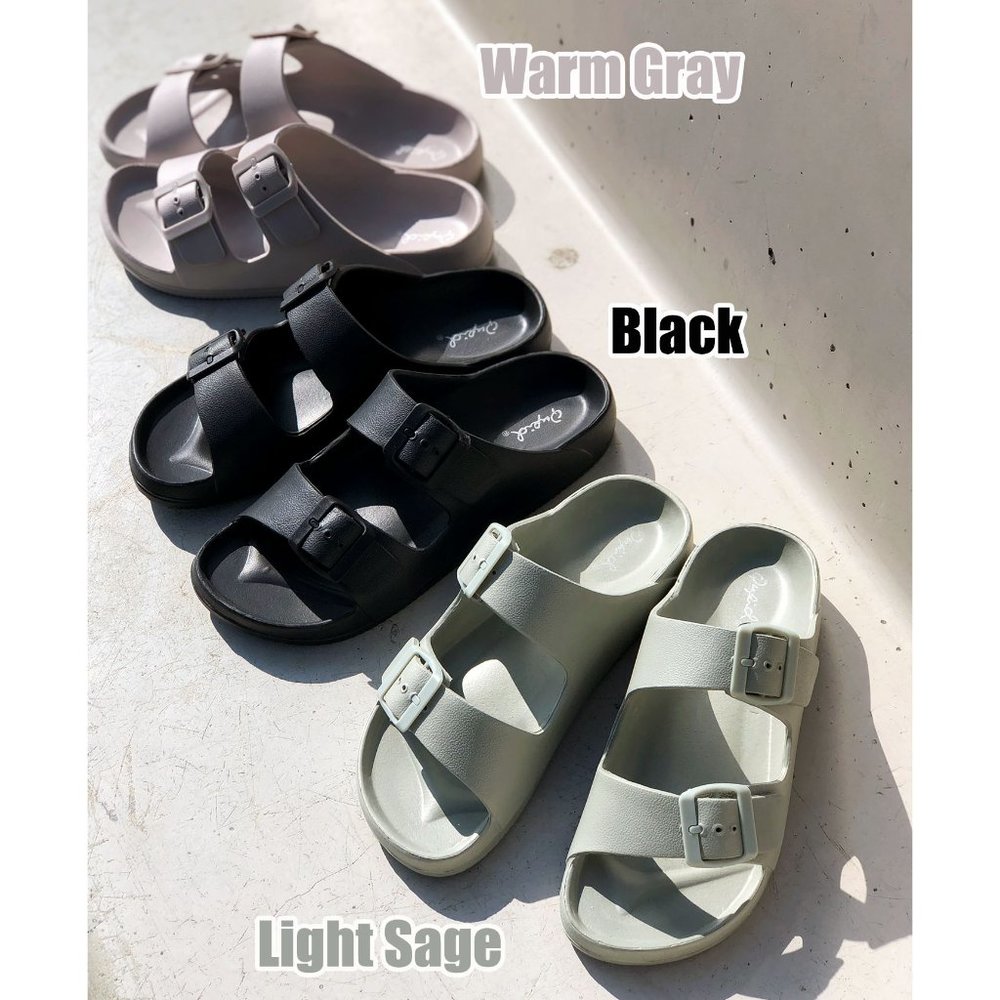 NEW Adjustable Double Buckled Straps Comfy Slides Slippers Sandals Warm Gray - Picture 13 of 13